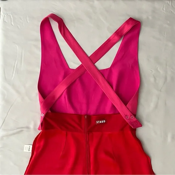 NWOT STAUD - Square Neck Jumpsuit in Red and Pink - 10 - Picture 15 of 16